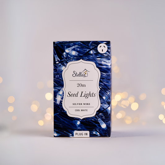 20m Plug In Silver Cool White Seed Light String