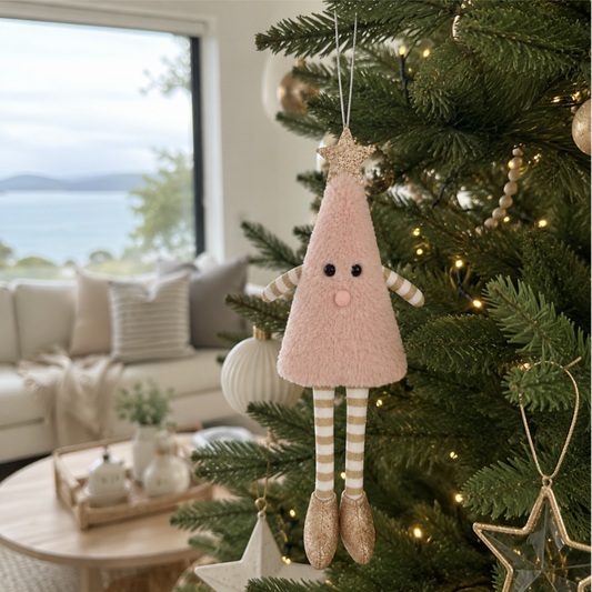 Hanging Pink Christmas Tree with Candy Cane Legs