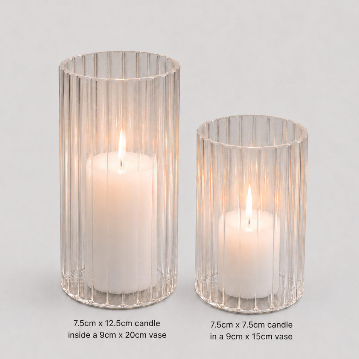 Clear Fluted Glass Vases
