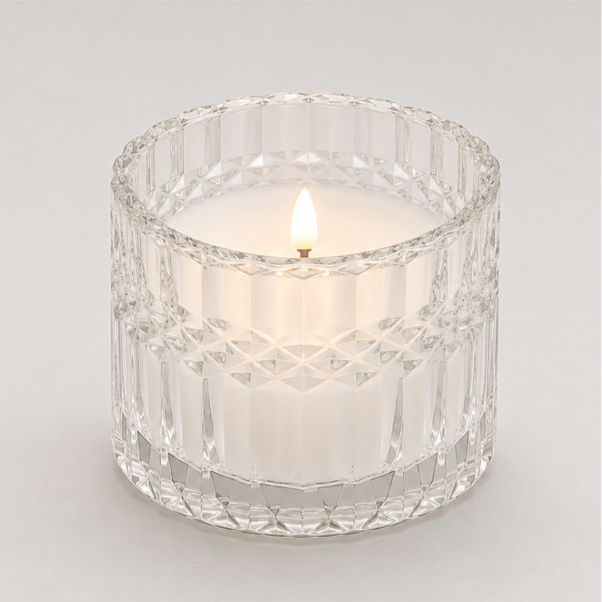 Clear Deco-cut Glass Candle