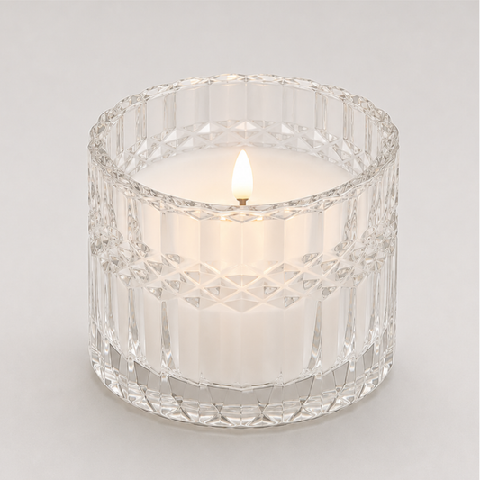 Clear Deco-cut Glass Candle
