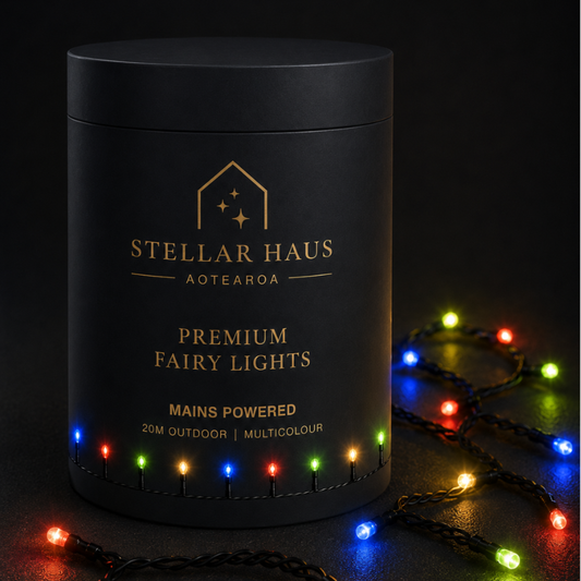 Fairy Lights Mains Powered 20m, Black Cable, Rainbow