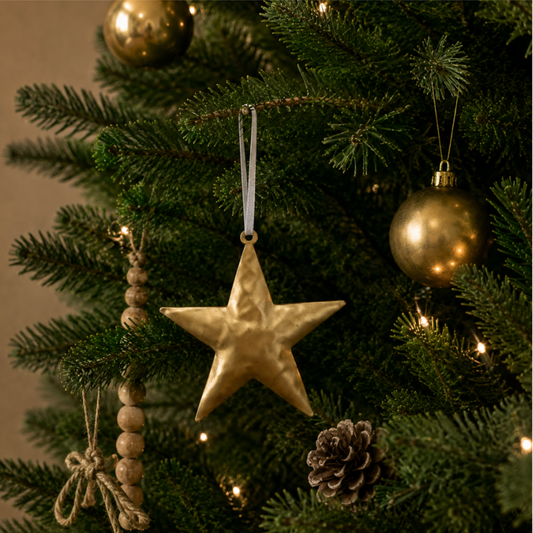 Bumpy Metal Star Christmas Decoration in Gold