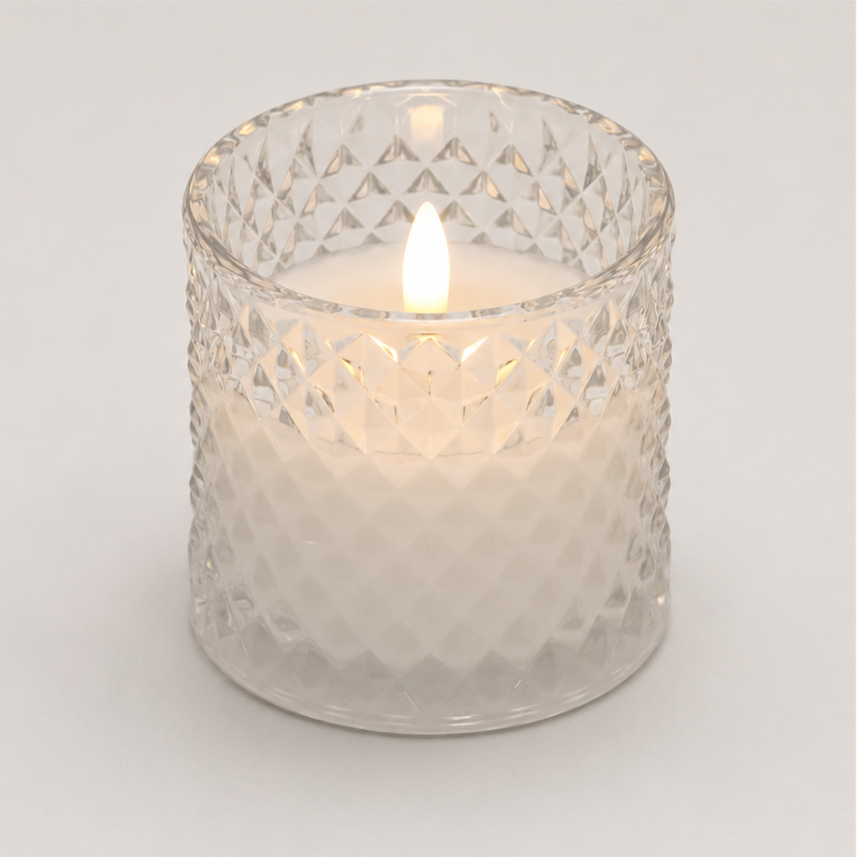 Clear Argyle-cut Glass Candle