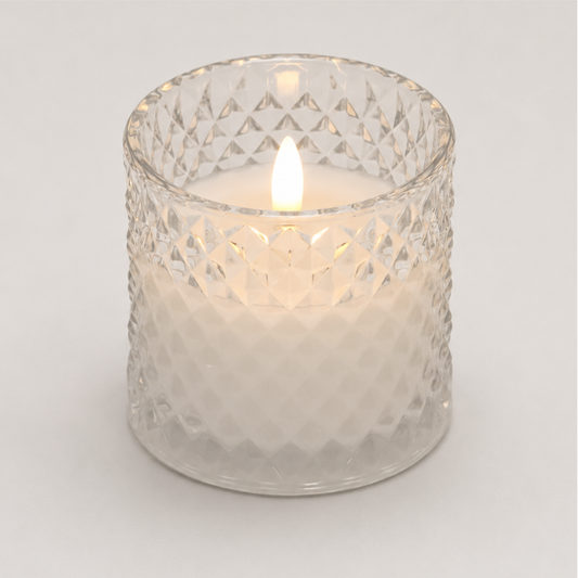 Clear Argyle-cut Glass Candle