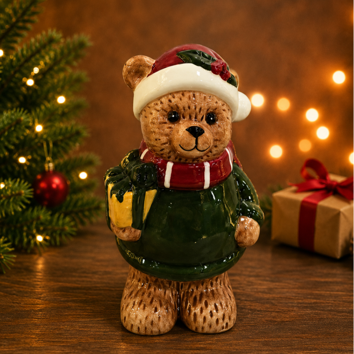Porcelain Bear with Present