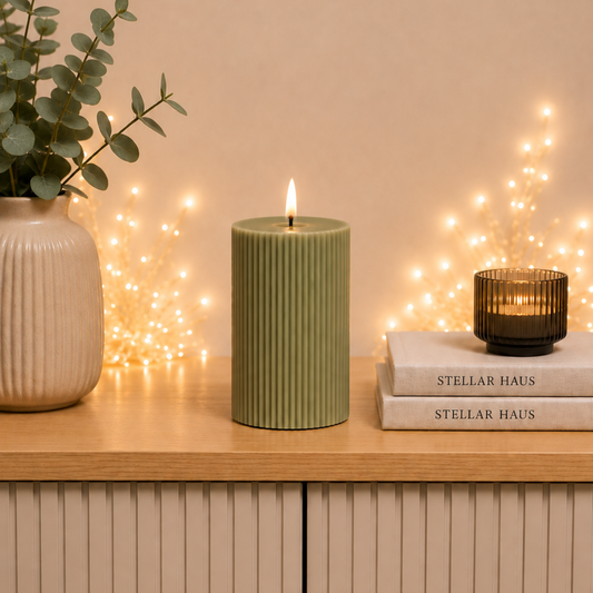 12.5cm x 7.5cm Green Fluted LED Candle