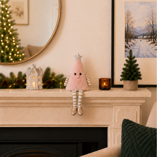 Sitting Pink Christmas Tree with Candy Cane Legs