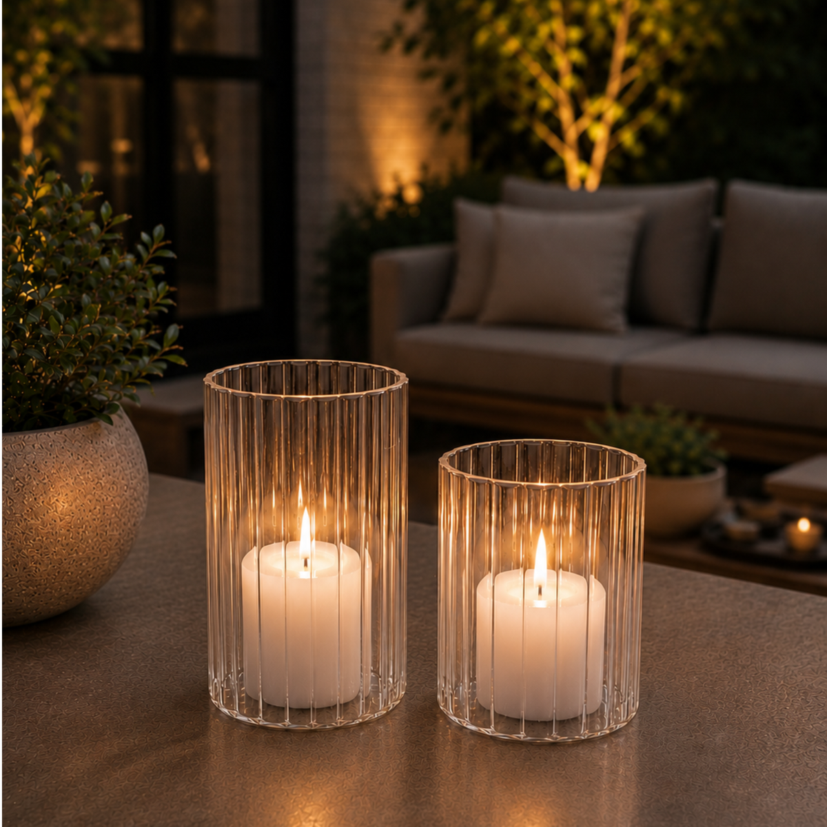 Clear Fluted Glass Vases