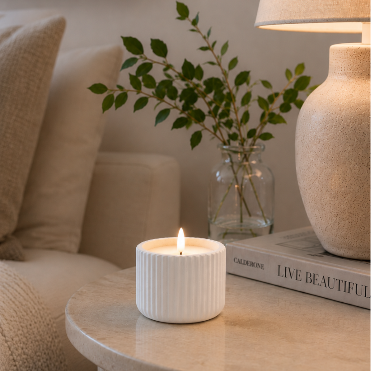 White Cement Blend 9cm LED Candle