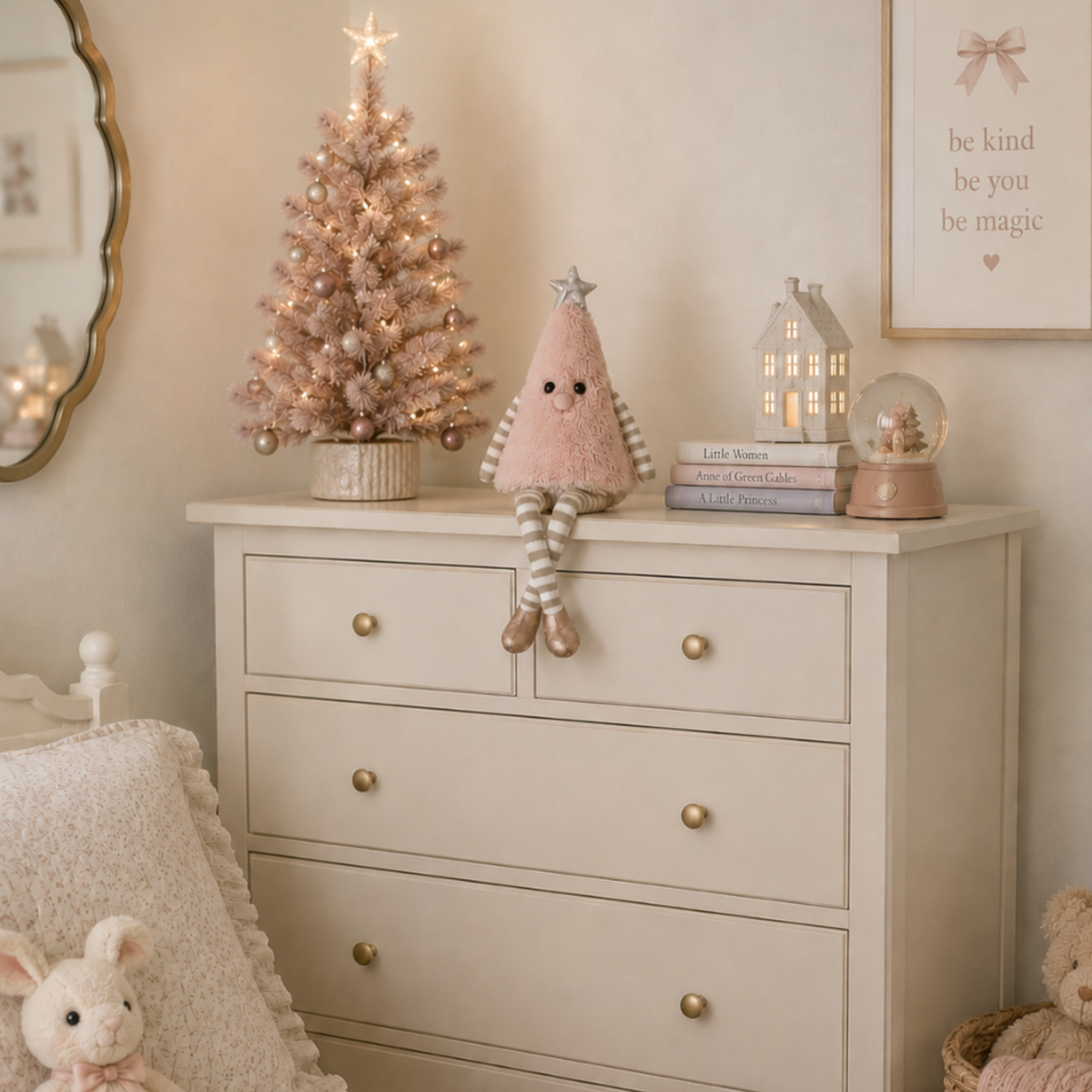 Sitting Pink Christmas Tree with Candy Cane Legs