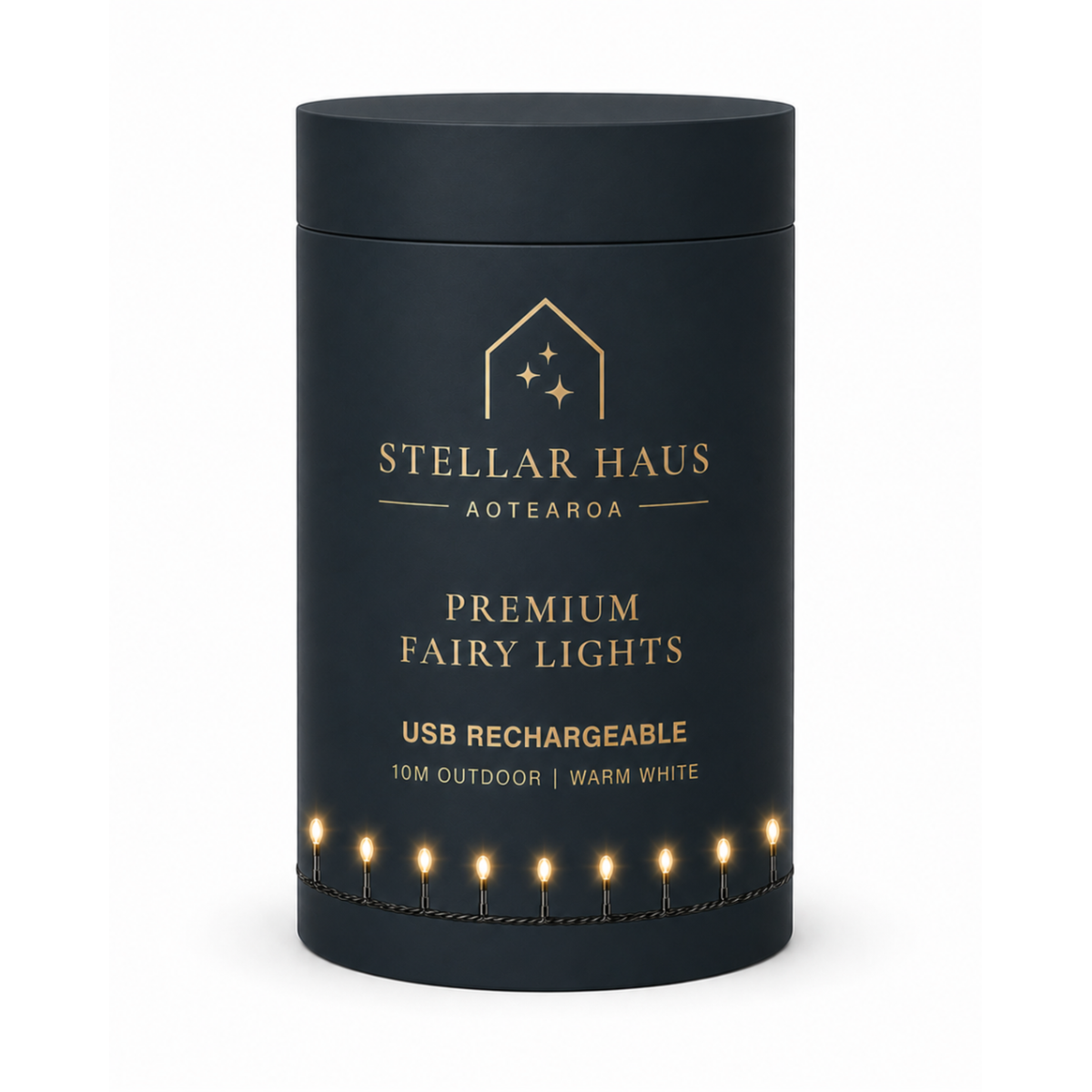 Fairy Lights USB Rechargeable 10m, Black Cable, Warm White