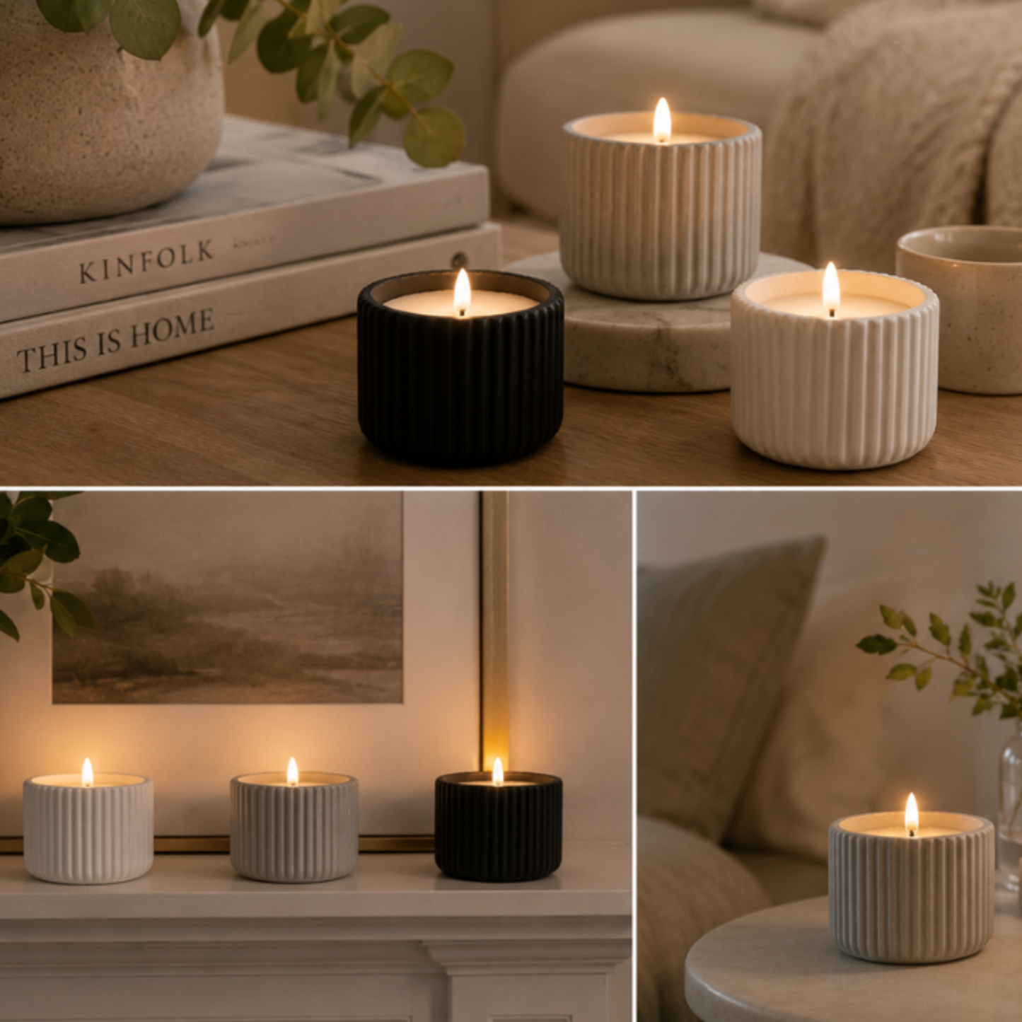 Black Cement Blend 9cm LED Candle