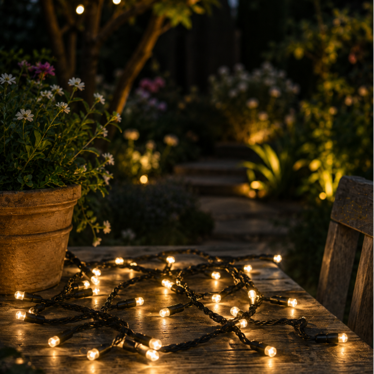 Fairy Lights USB Rechargeable 10m, Black Cable, Warm White