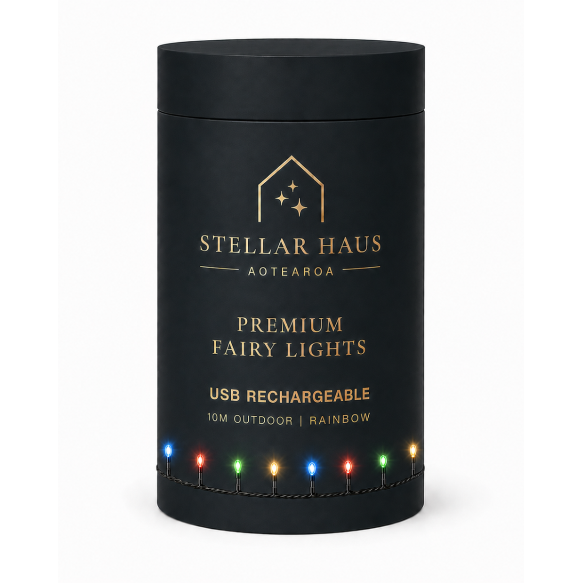 Fairy Lights USB Rechargeable 10m, Black Cable, Rainbow