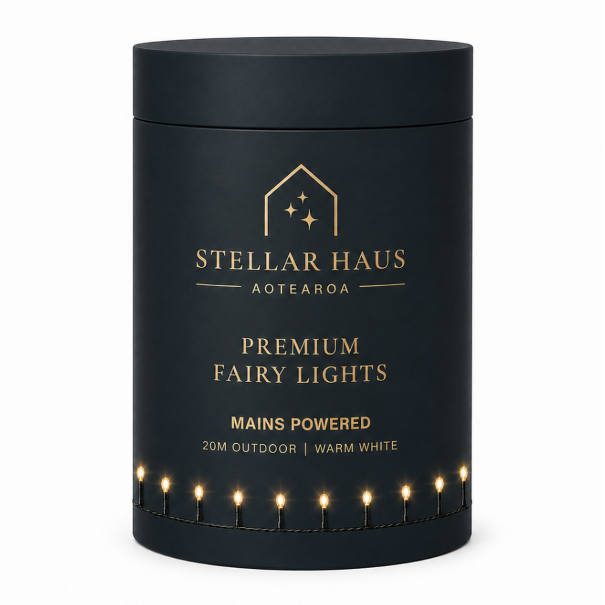 Fairy Lights Mains Powered 20m, Black Cable, Warm White
