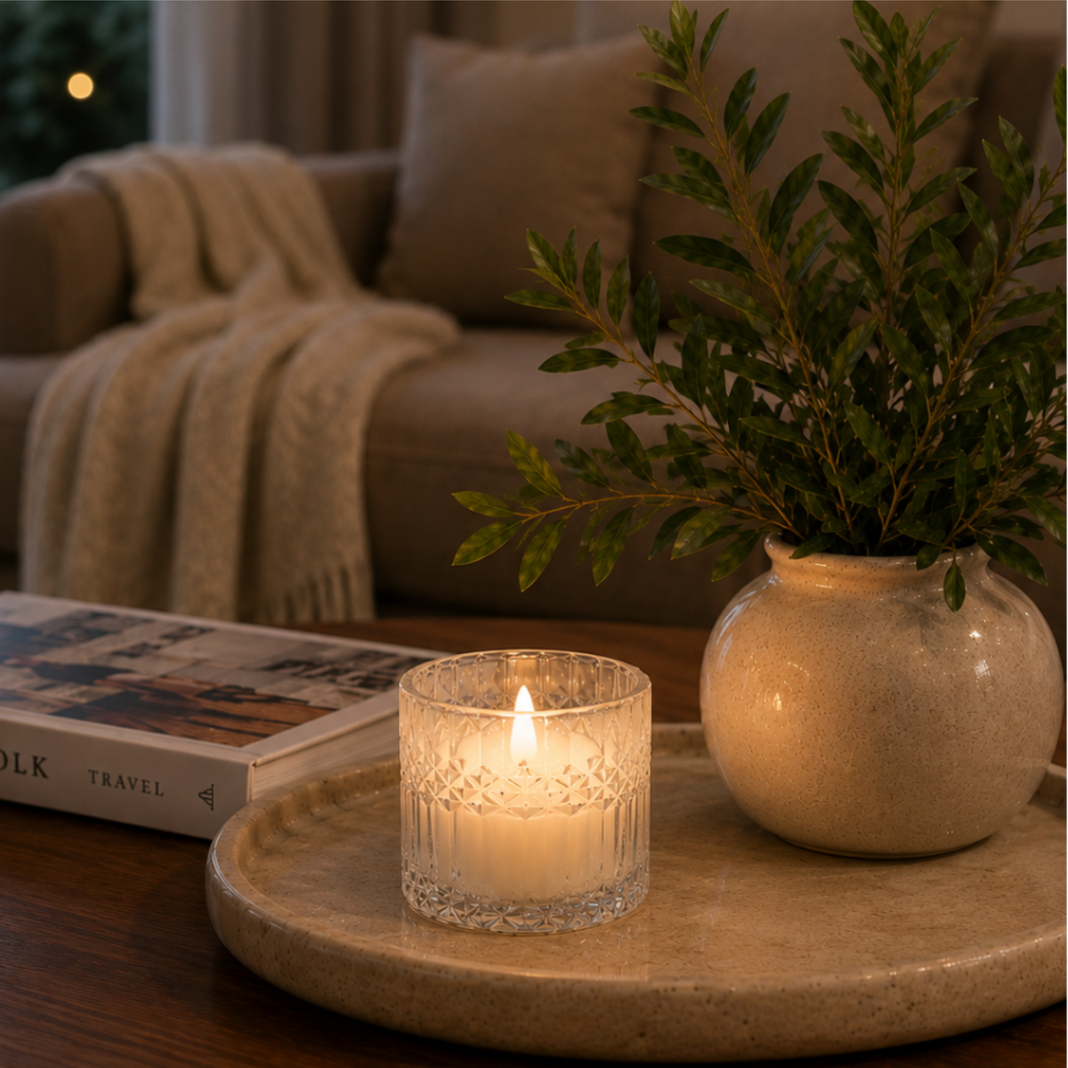 Clear Deco-cut Glass Candle
