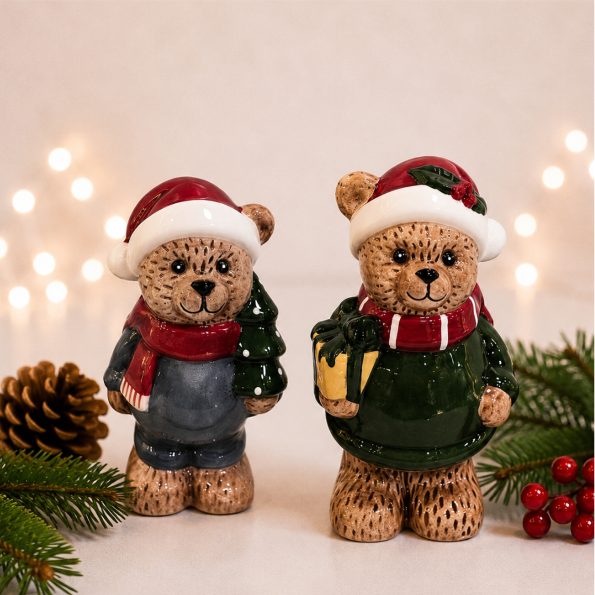Porcelain Bear with Present