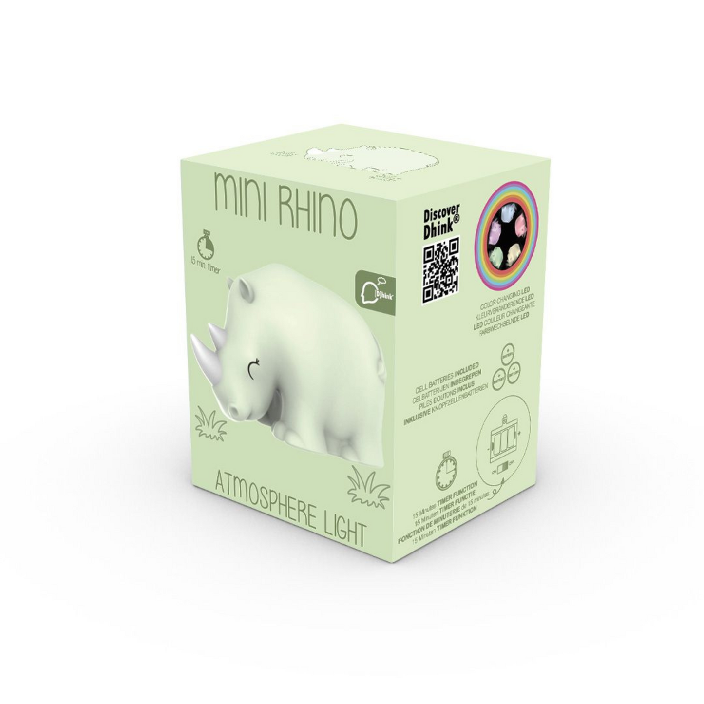 Baby Green Rhino Mini Light. LR44 batteries incl.