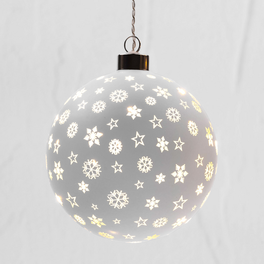 15cm White Festive Twinkle Sphere
