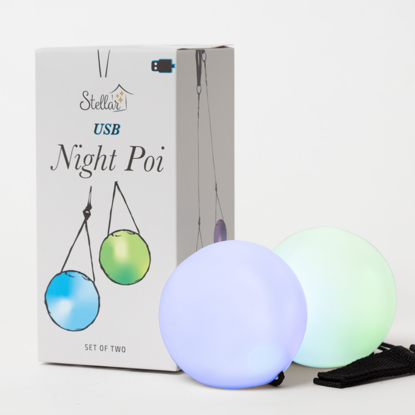 USB LED Night Poi Pair